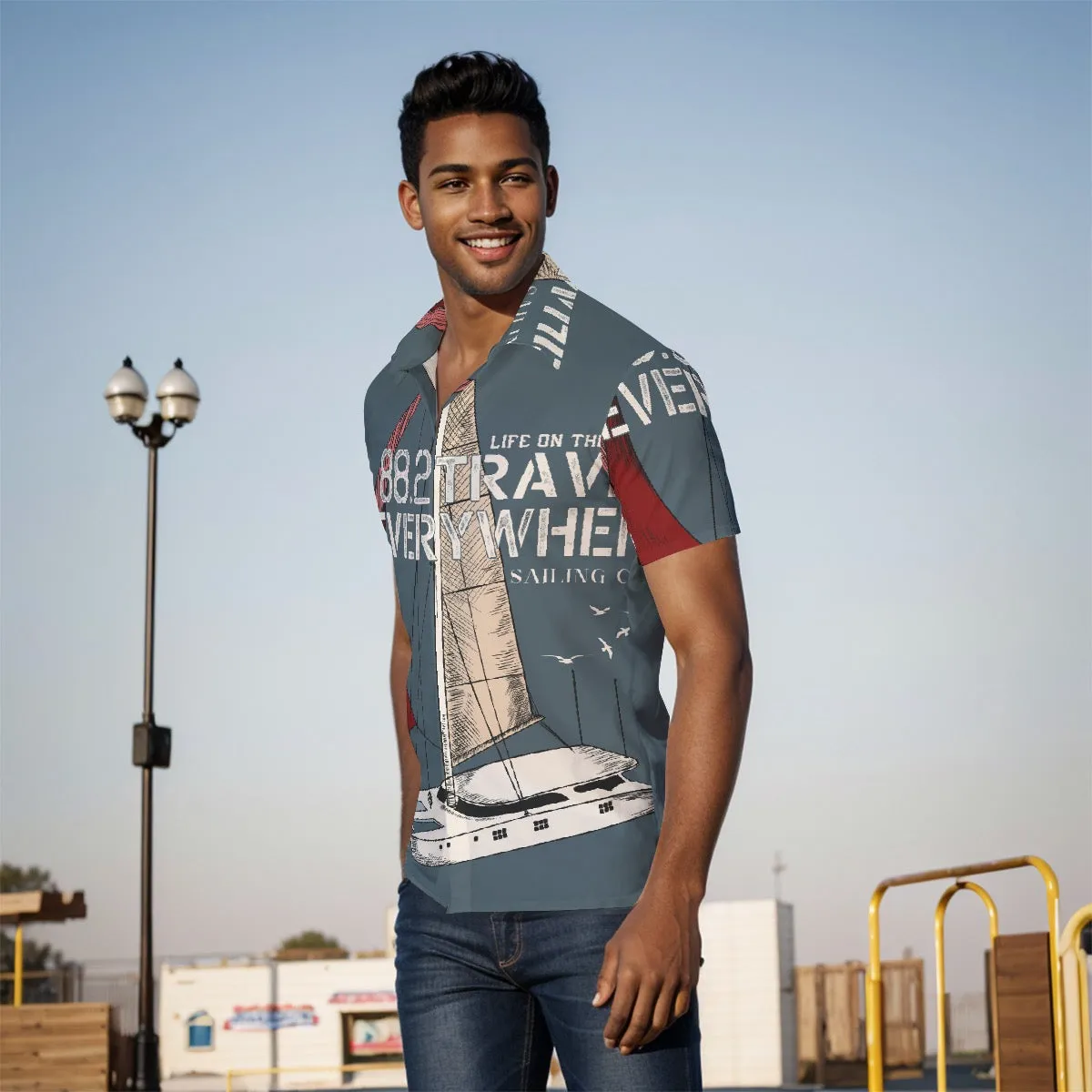 All-Over Print Men's Shirt J 56 sailing print
