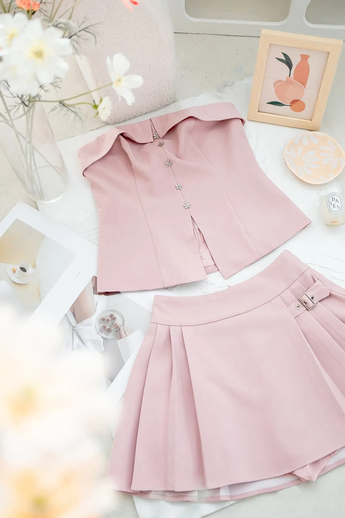 BAILEY PLEATED BELTED SKORTS IN PINK
