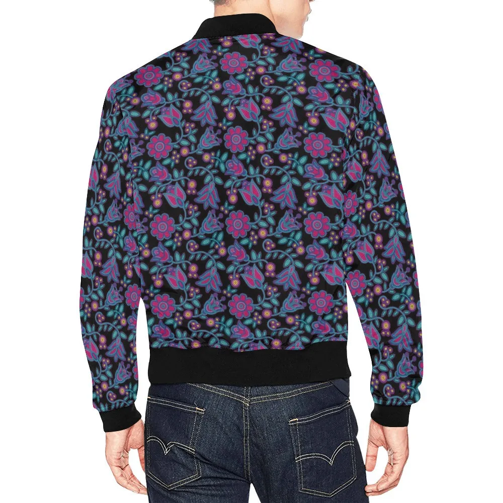 Beaded Nouveau Coal Bomber Jacket for Men