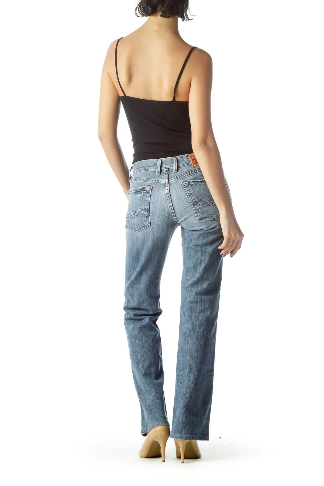 Blue Straight-Leg Jeans