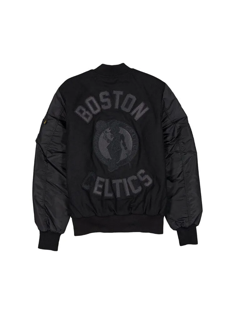 BOSTON CELTICS X ALPHA X NEW ERA WOOL VARSITY MA-1 BOMBER JACKET