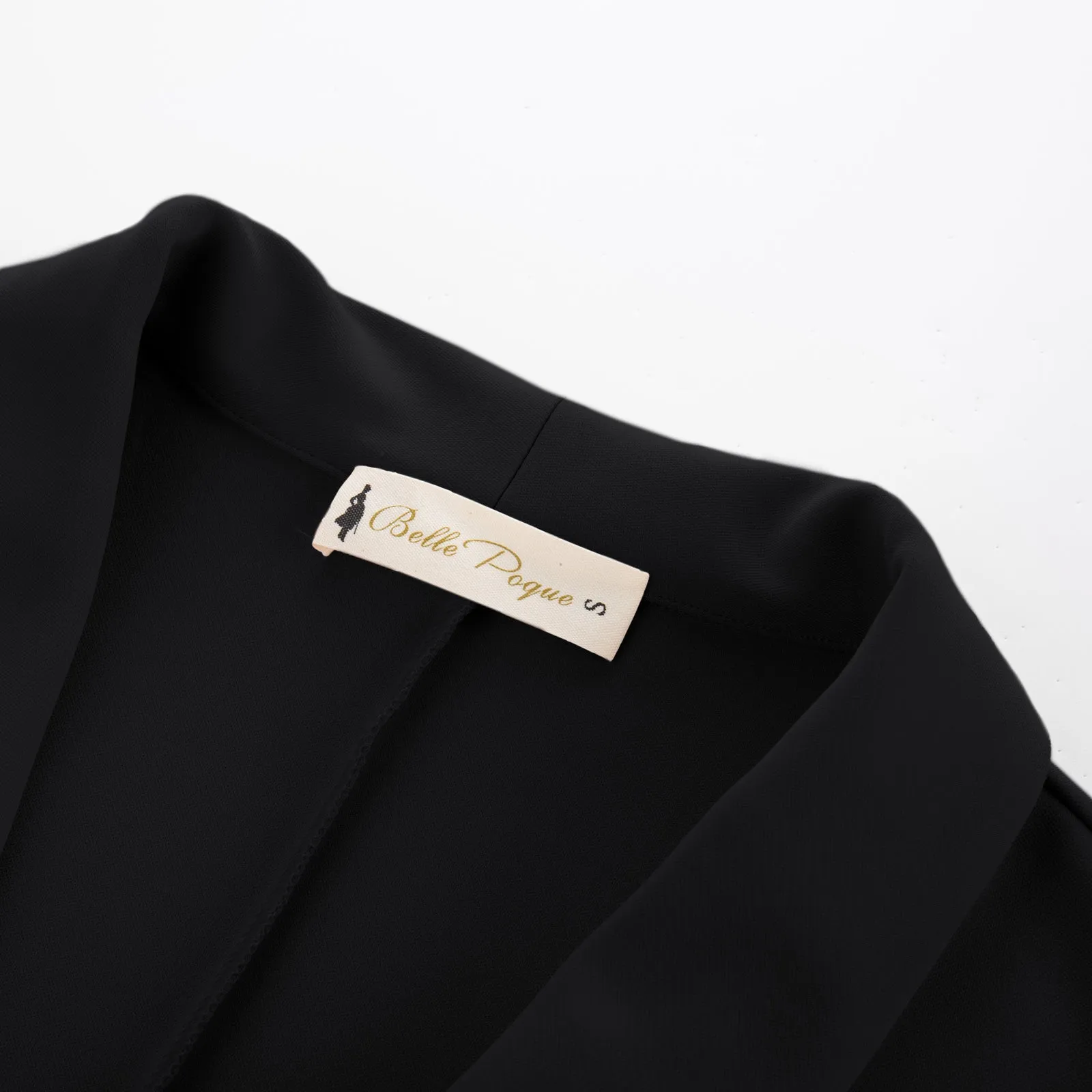 BP Women Vintage Bolero 3/4 Ruched Sleeve Lapel Collar Open Front Coat