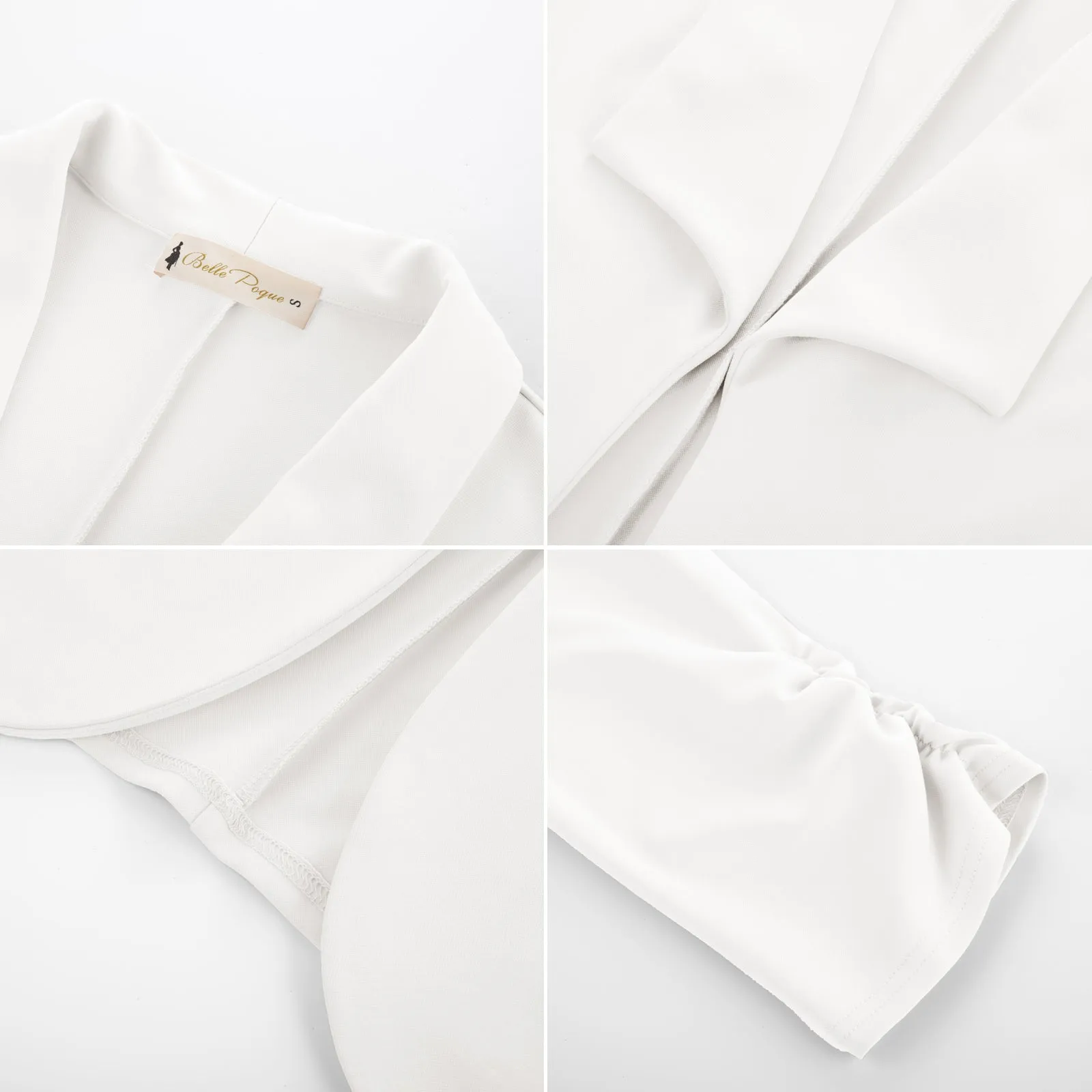 BP Women Vintage Bolero 3/4 Ruched Sleeve Lapel Collar Open Front Coat