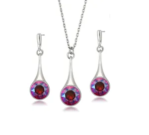 Burgundy Delite Swarovski Crystal Necklace Earrings Set