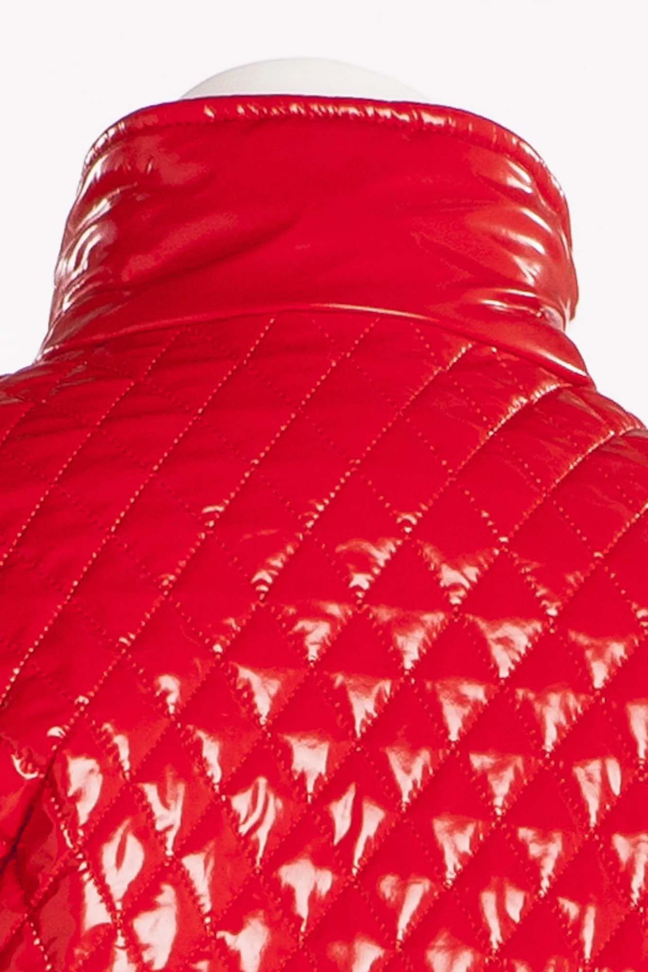 Chanel  - New with Tags Red Pleather Quilt Bomber Jacket - FR 40