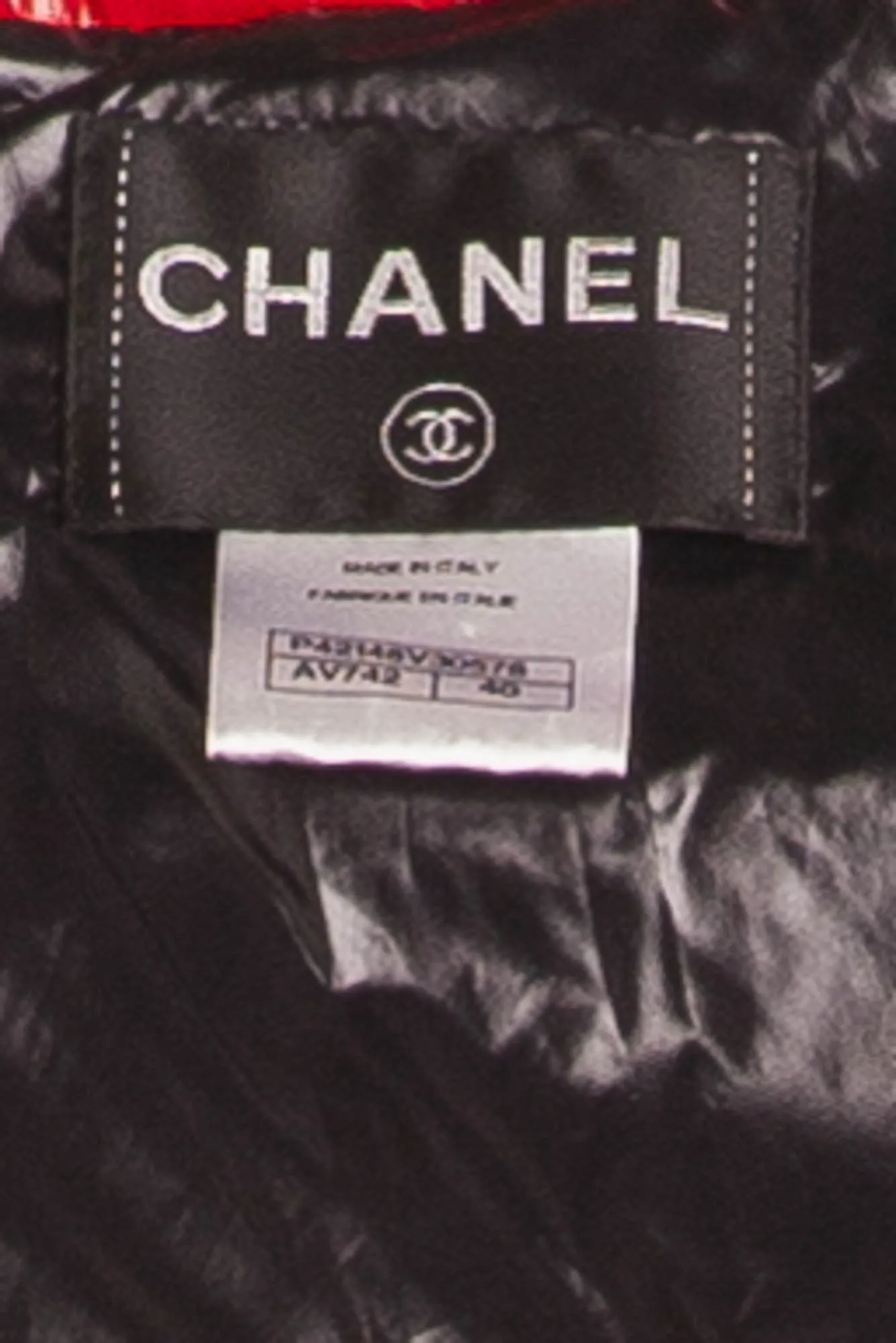 Chanel  - New with Tags Red Pleather Quilt Bomber Jacket - FR 40