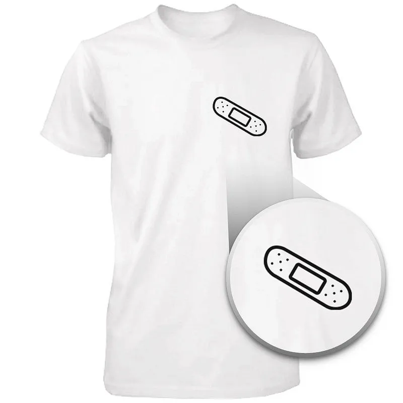 Cute Bandage Shirt Pocket Printed Men's Graphic T-Shirt for Wounded Heart
