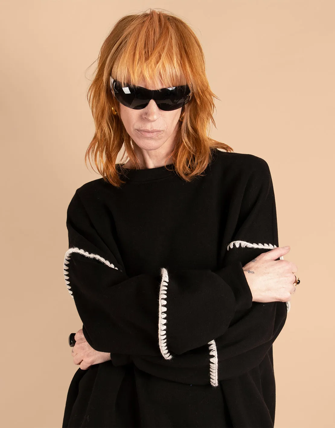 Detailed oversized long sweater