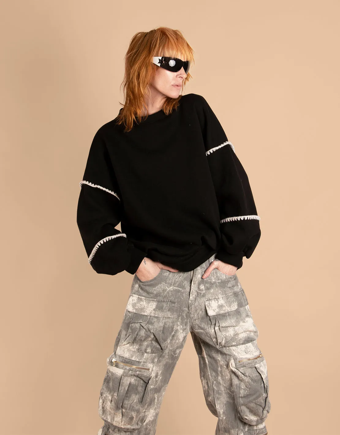 Detailed oversized long sweater