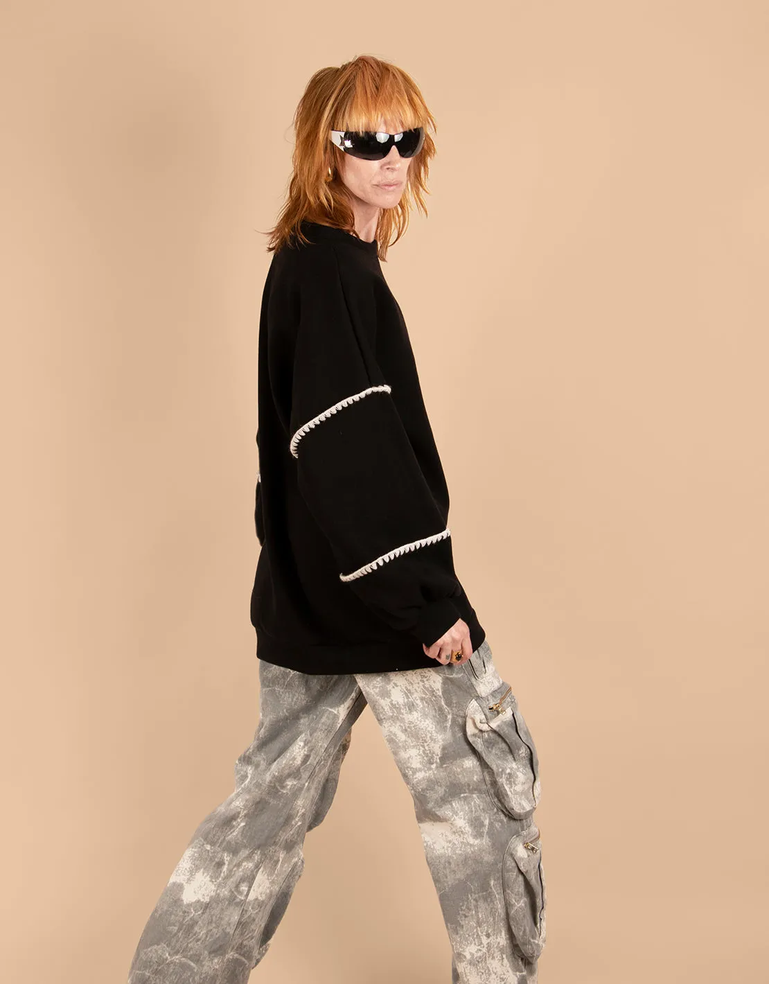 Detailed oversized long sweater