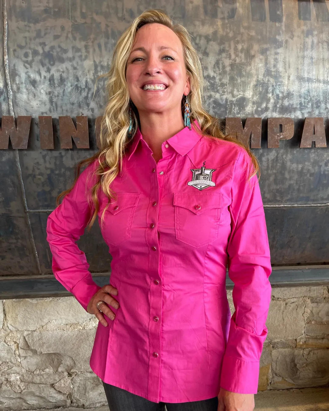 Embroidered Wrangler Brand Women's Pearl Snap Shirt