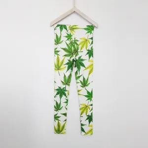 Green Leaf Printed Sexy Activewear Leggings