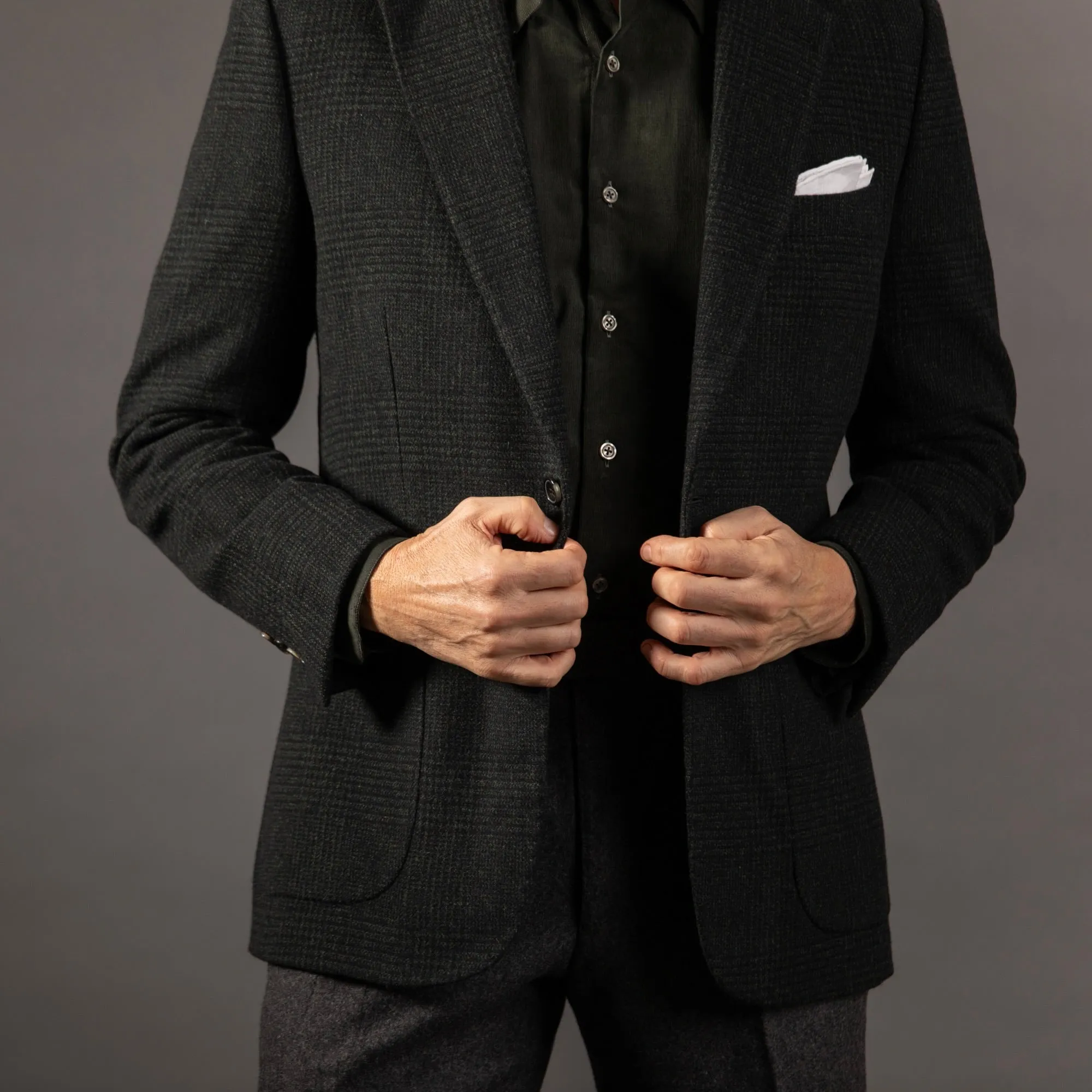Hidden Button Down Shirt in Olive Green Corduroy