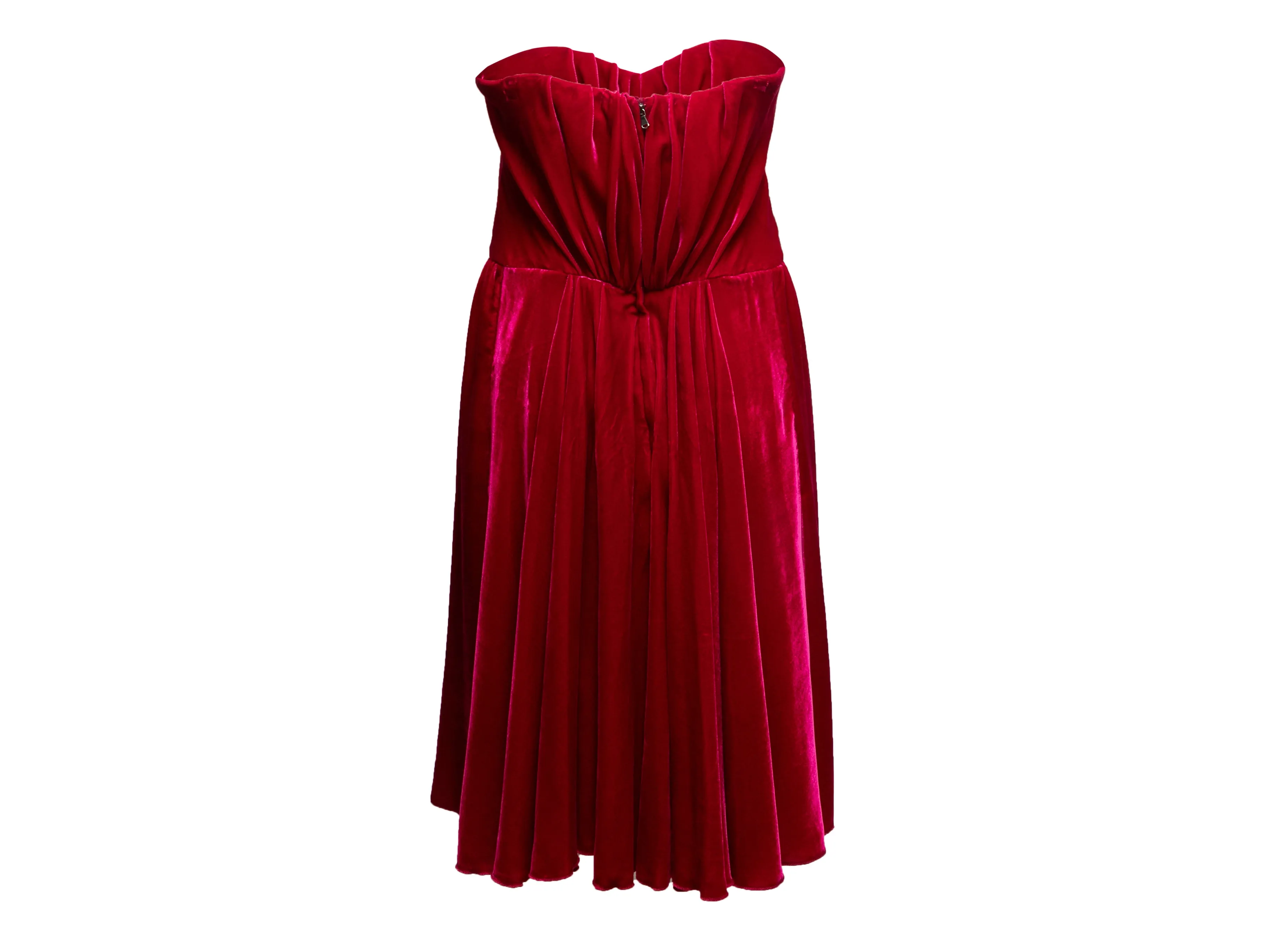 Magenta Dolce & Gabbana Velvet Strapless Mini Dress Size IT 42