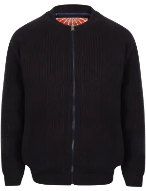 Maximo Quilted Lined Knitted Bomber Jacket in Dark Navy - Tokyo Laundry