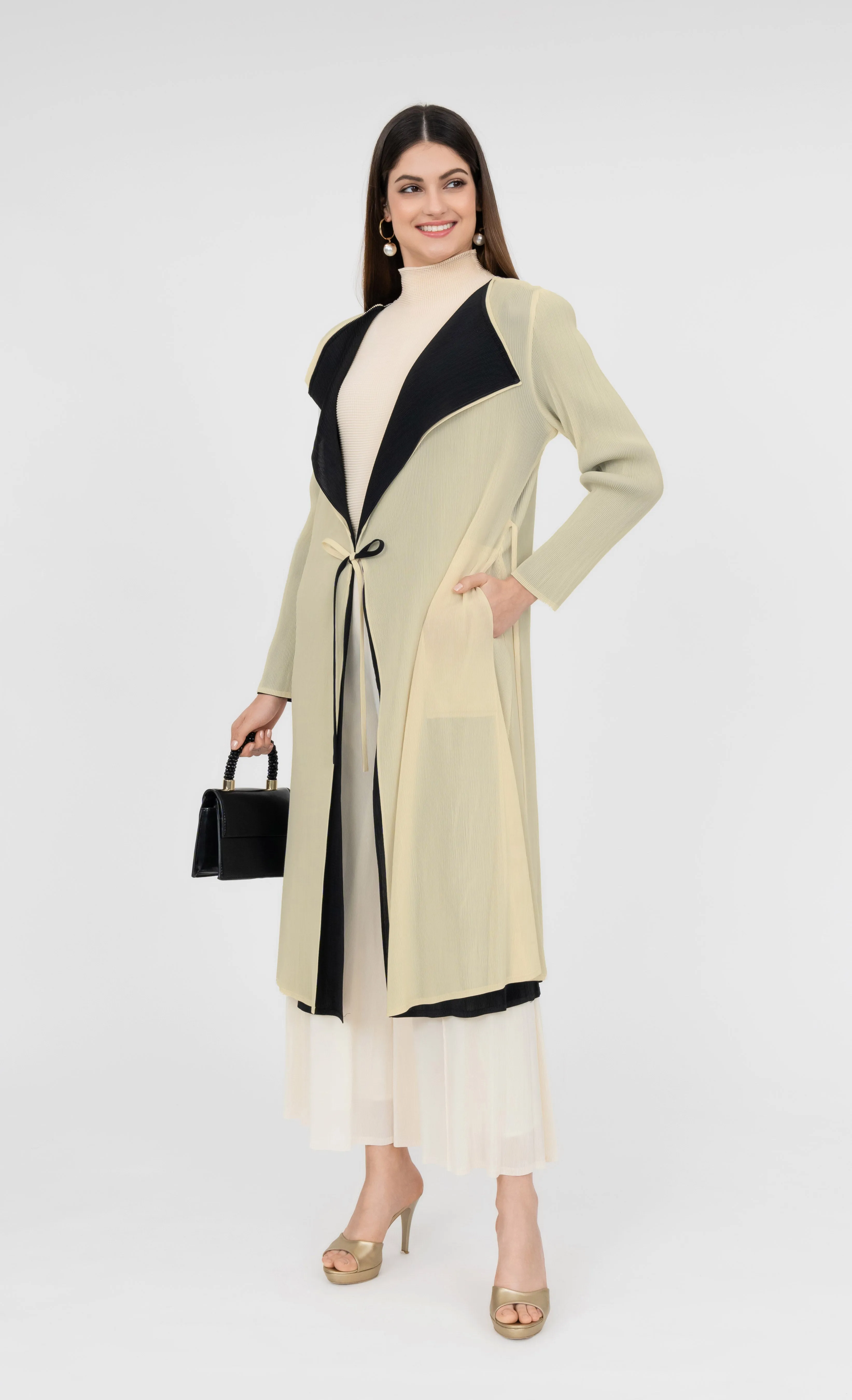 Miss Iconic Dual Cardigan in Black and Cream