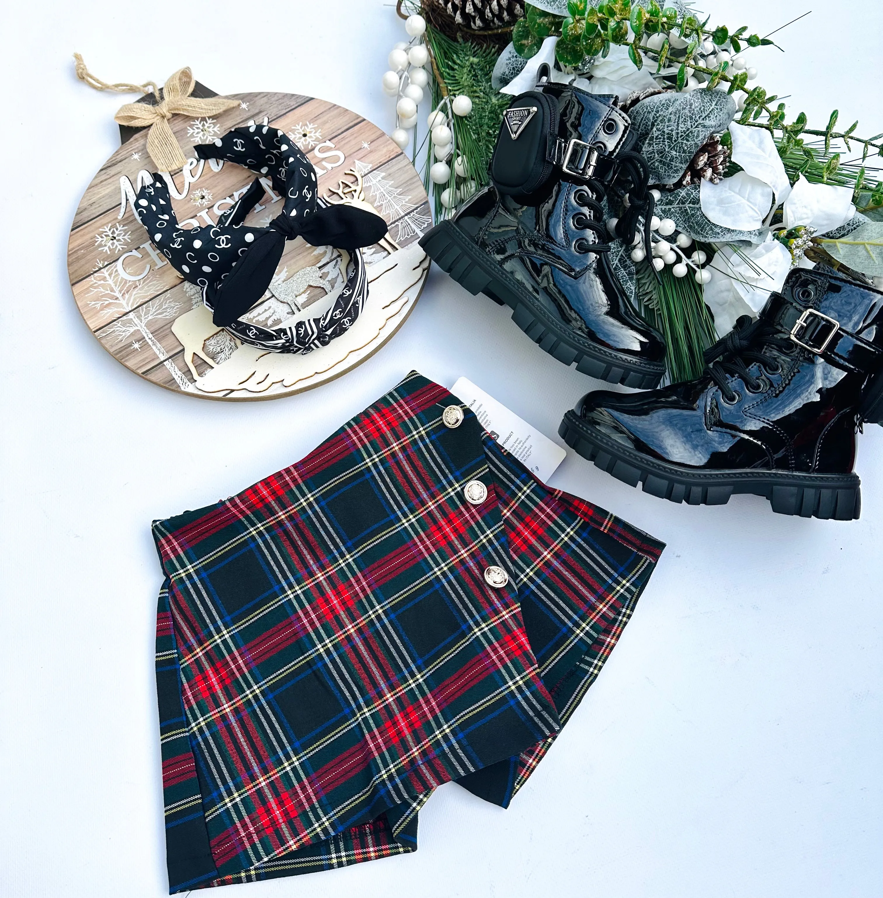 Navy checked skorts