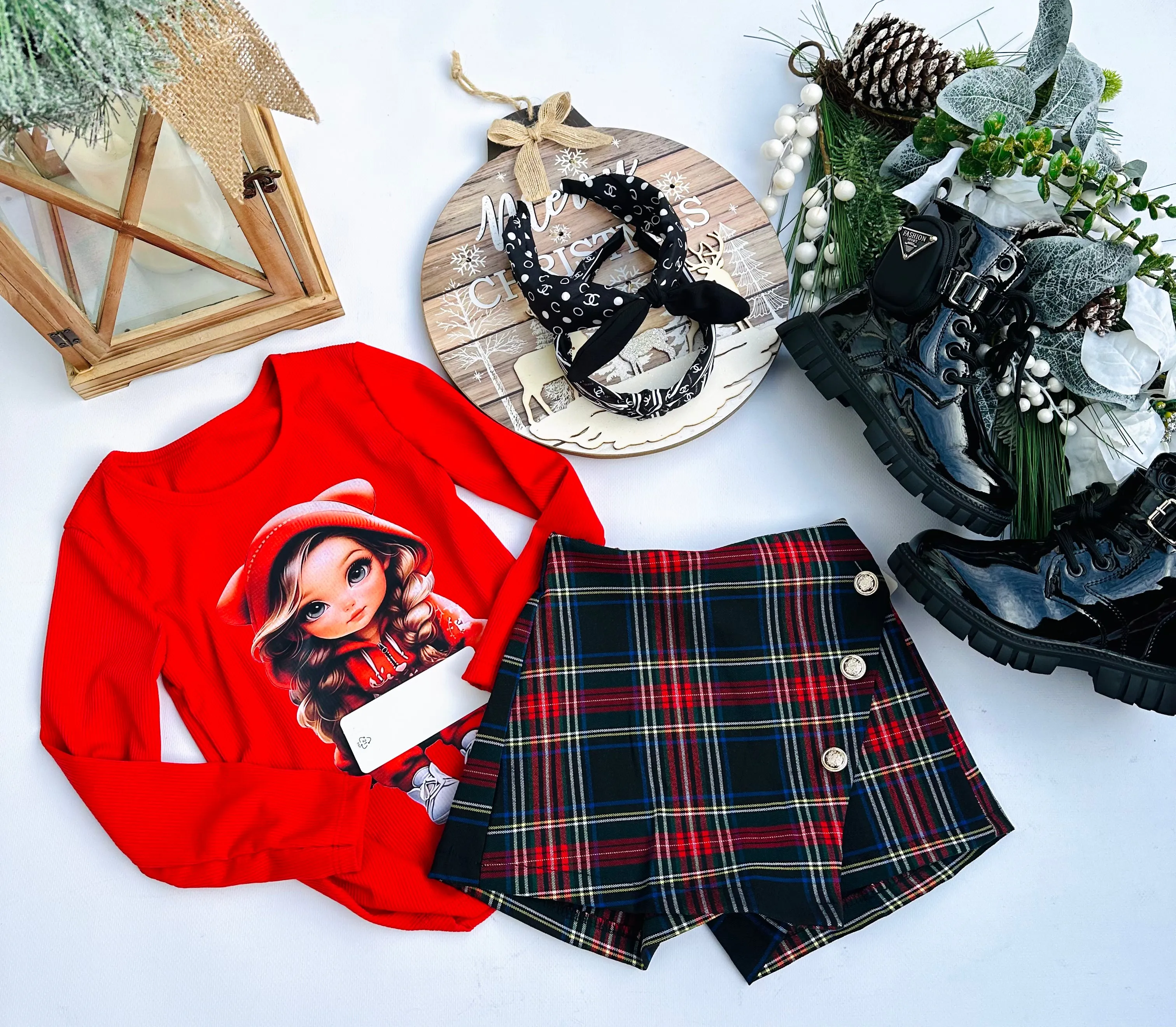 Navy checked skorts