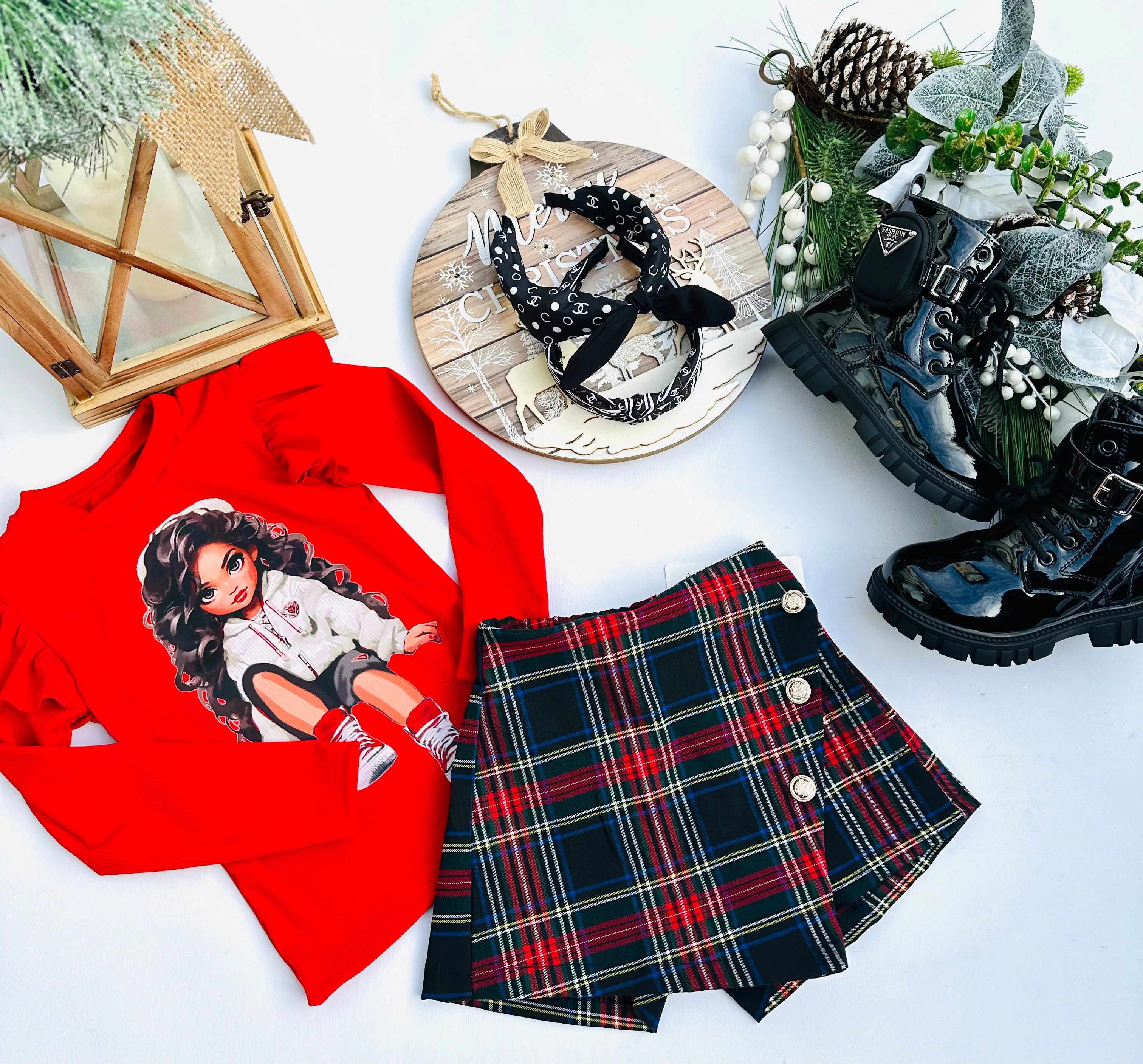 Navy checked skorts