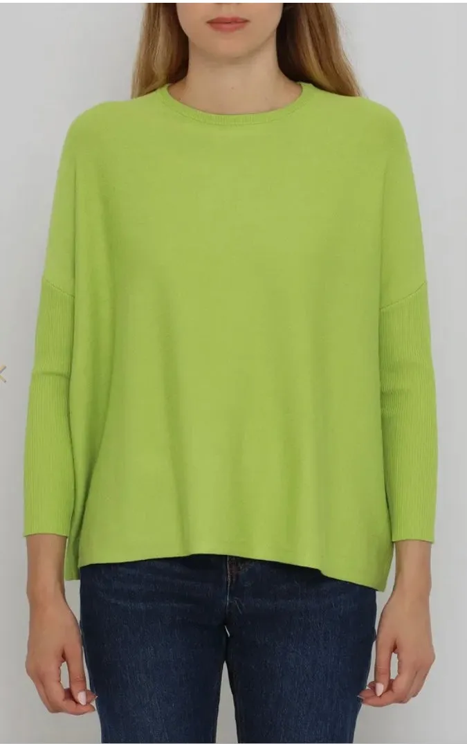 OVERSIZED CREW WITH RIB SLEEVES  32357SP