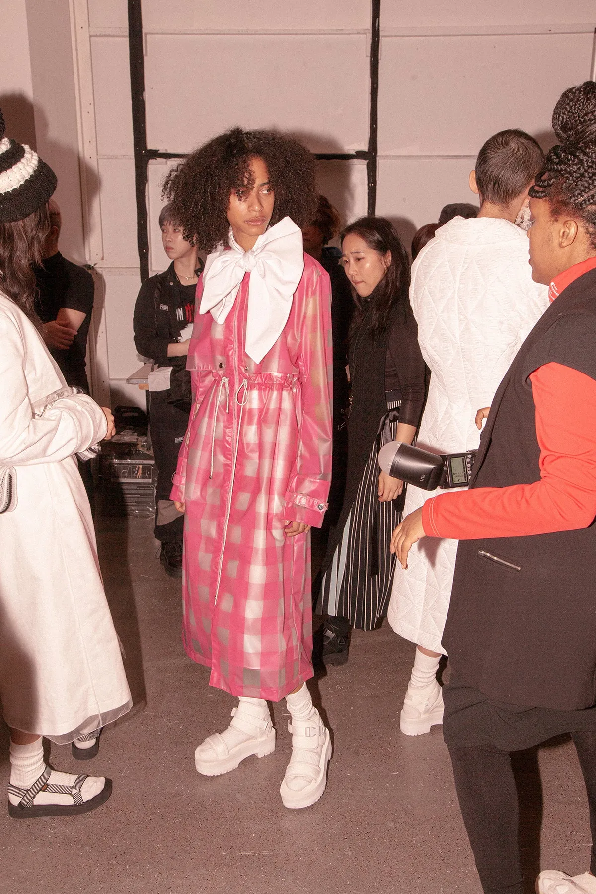 Pink Jelly Gingham Long Trench