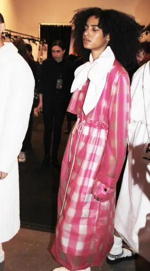 Pink Jelly Gingham Long Trench