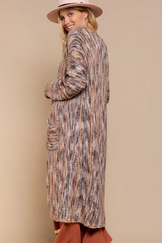 POL Long Cardigan - Orange Multi