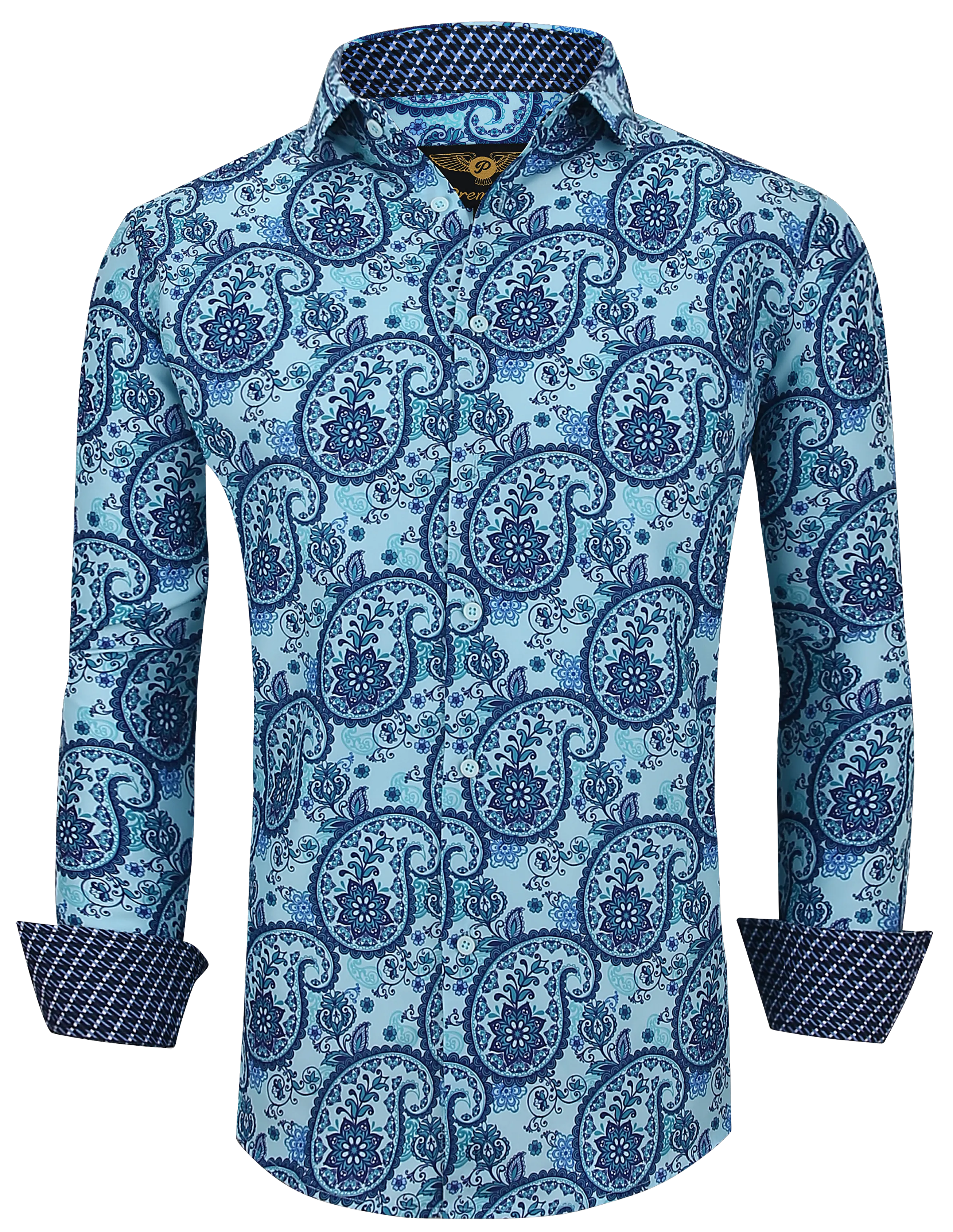 PREMIERE SHIRTS: Teal Green & Blue Paisley
