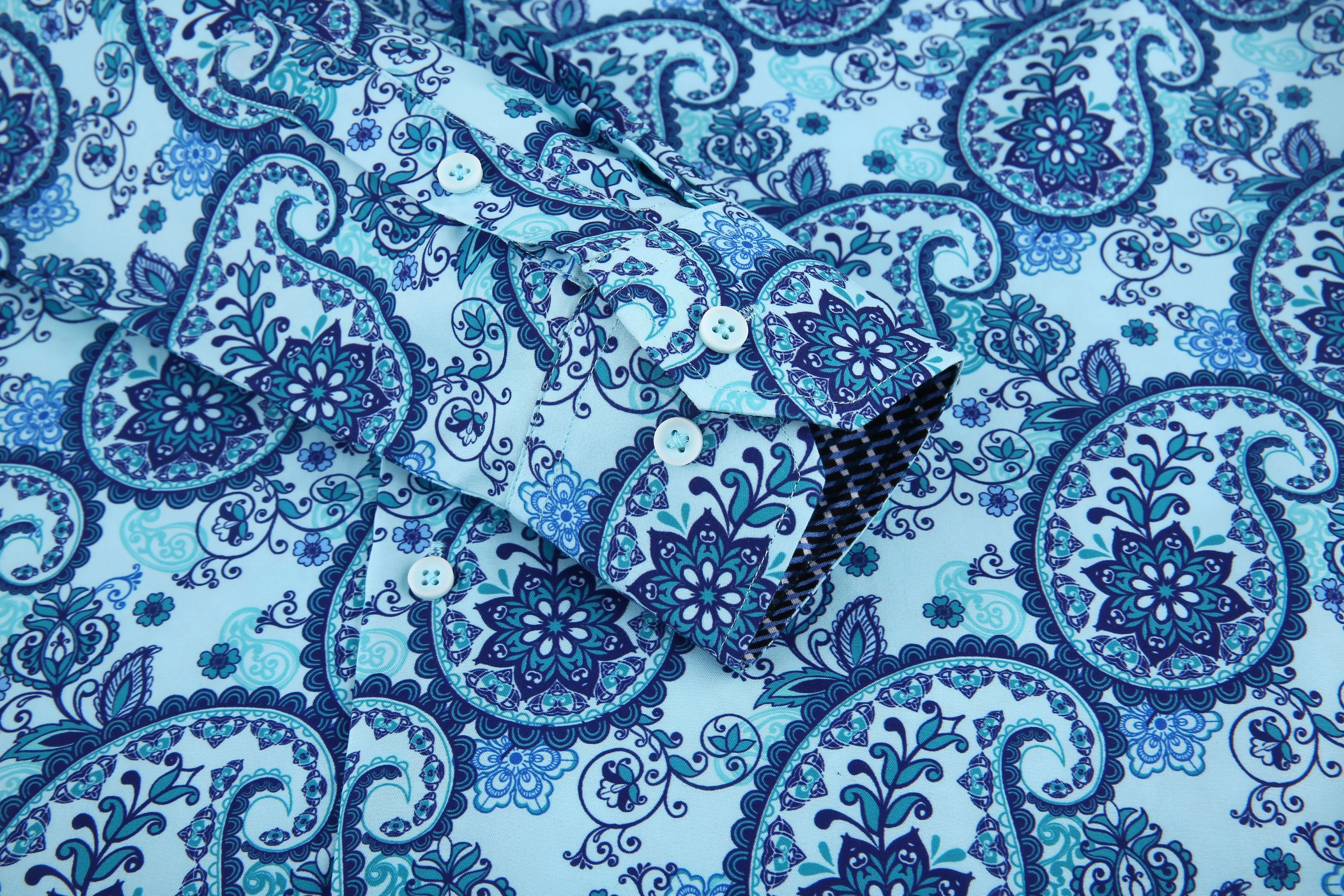 PREMIERE SHIRTS: Teal Green & Blue Paisley