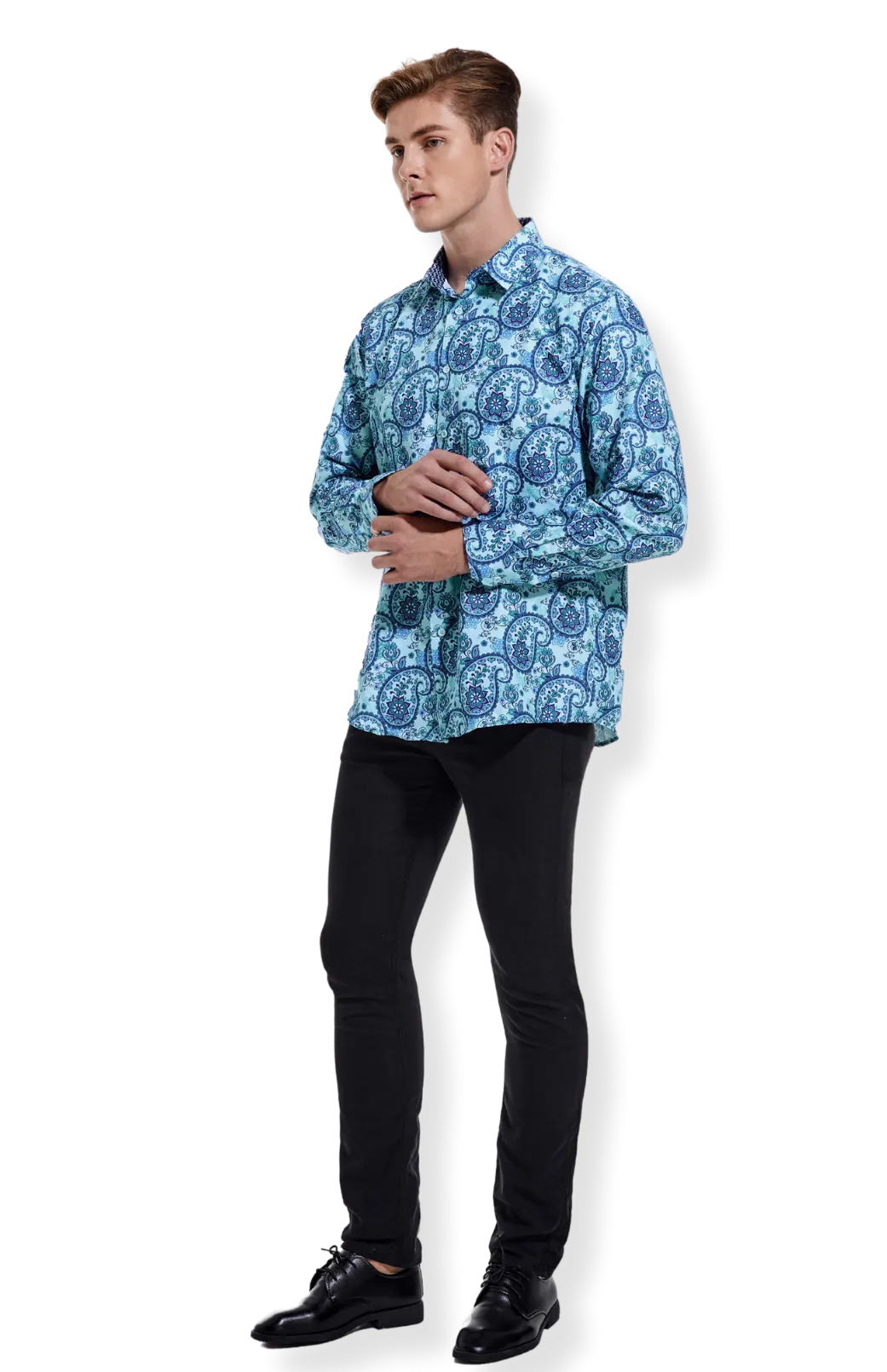 PREMIERE SHIRTS: Teal Green & Blue Paisley