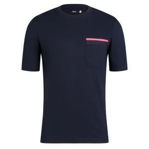 RAPHA Logo Pocket Tshirt - Dark Navy/Hi-Vis Pink