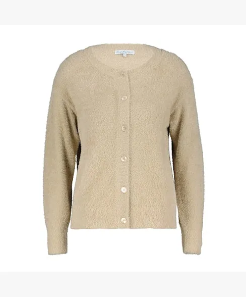 Red Button Fluffy Cardigan