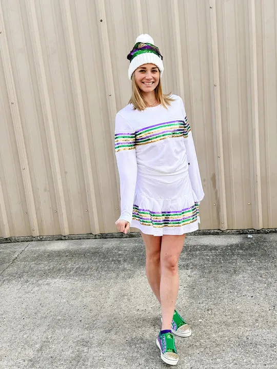 Sequin Stripes Adult Skort