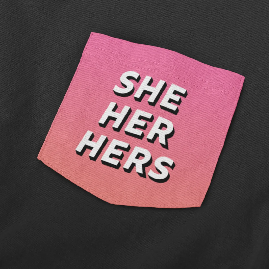 She Her Pronoun Pocket T Shirt