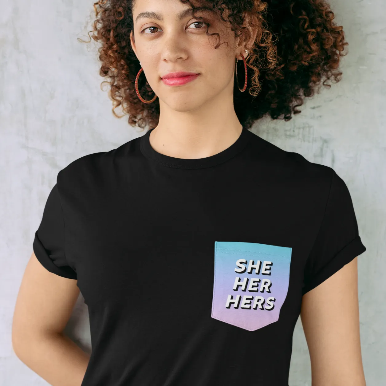 She Her Pronoun Pocket T Shirt