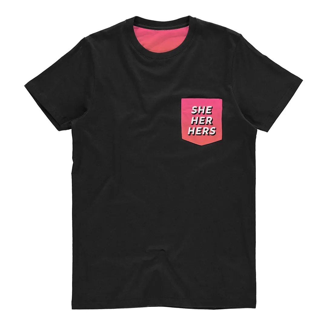 She Her Pronoun Pocket T Shirt