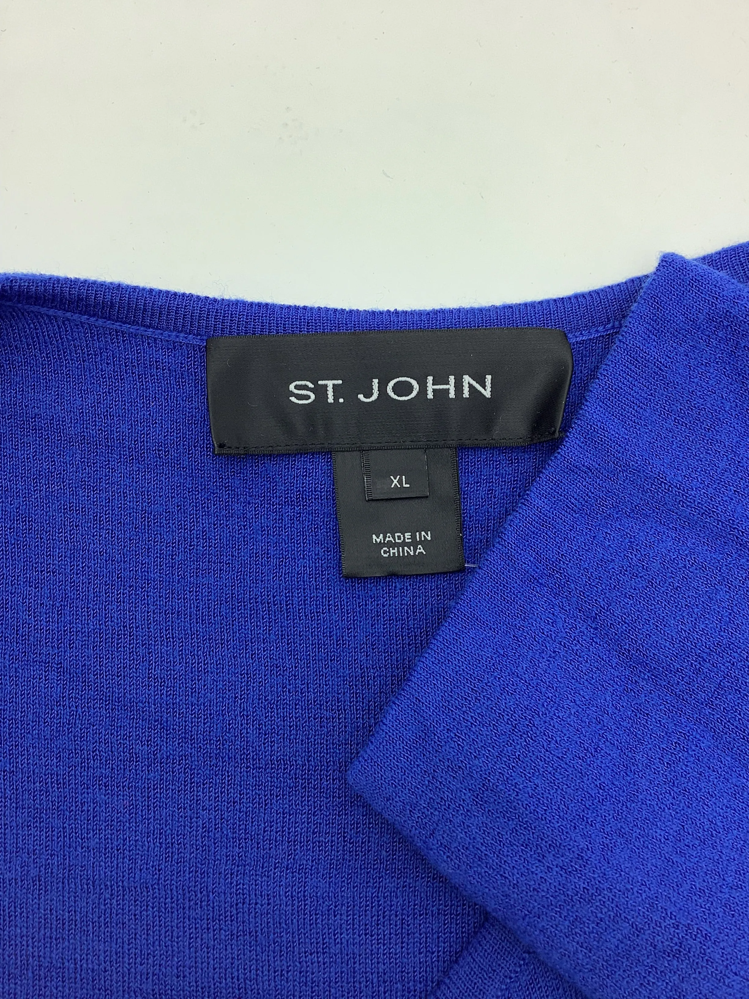 St. John Cardigan Wool Open Blue Size: XL