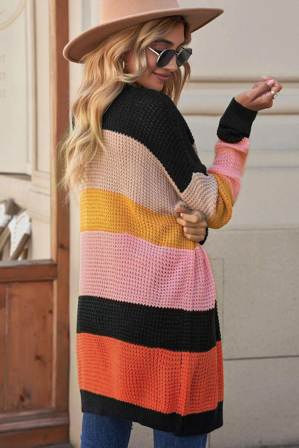 Striped Multicolor Waffle Cardigan
