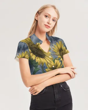 Three Sisters Women's Short Sleeve Button Up