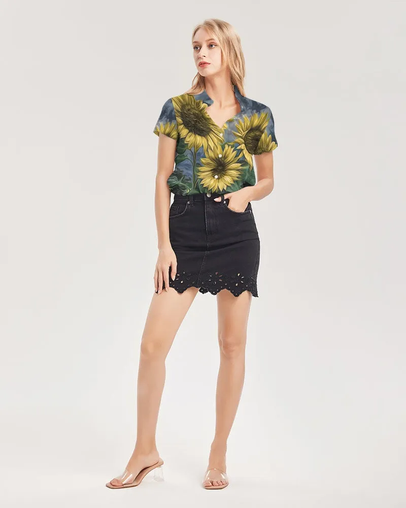 Three Sisters Women's Short Sleeve Button Up