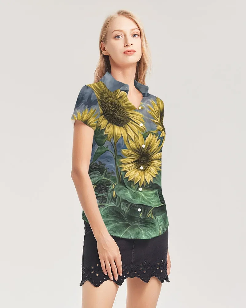 Three Sisters Women's Short Sleeve Button Up