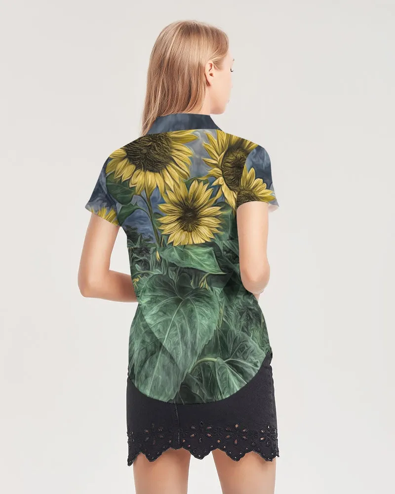 Three Sisters Women's Short Sleeve Button Up