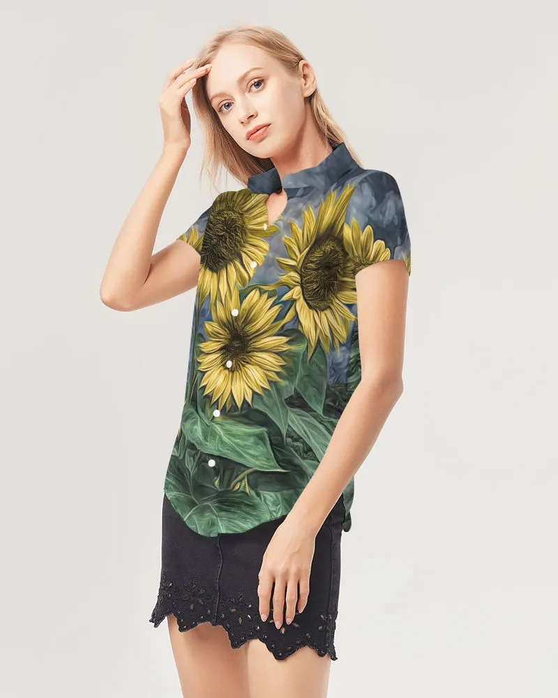 Three Sisters Women's Short Sleeve Button Up