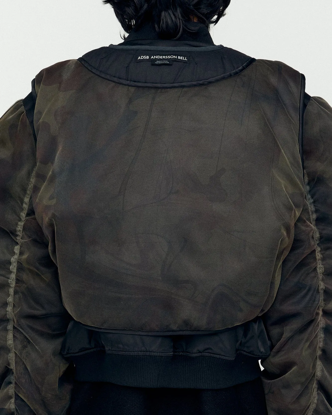 UNISEX MESH SLEEVE BOMBER JACKET awa626u(BLACK)