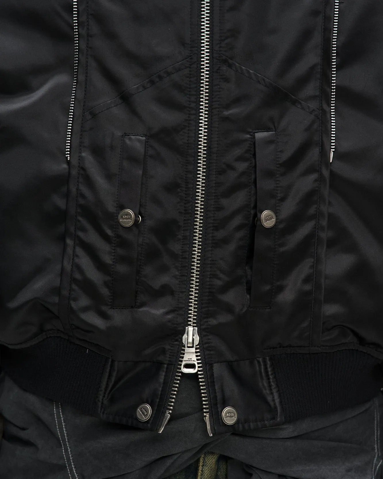 UNISEX MESH SLEEVE BOMBER JACKET awa626u(BLACK)