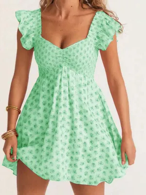 V neck ruched floral dress