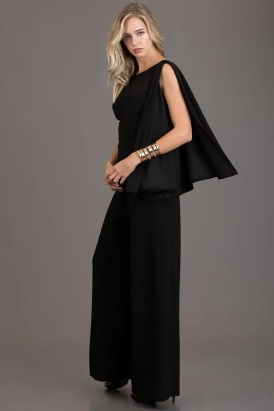 WIDE CAPE JUMPSUIT