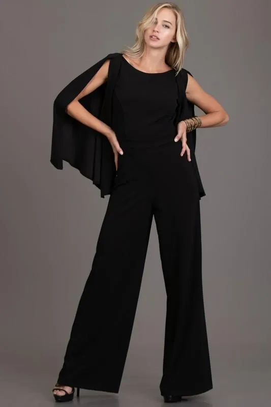 WIDE CAPE JUMPSUIT