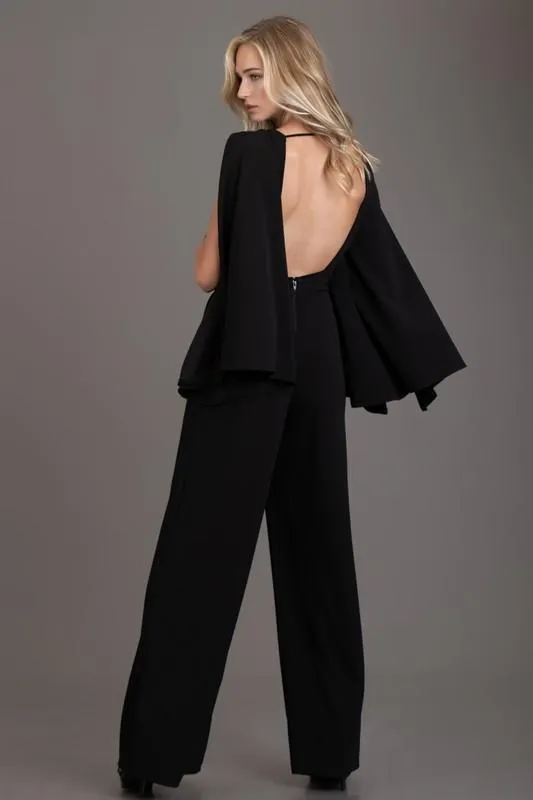 WIDE CAPE JUMPSUIT