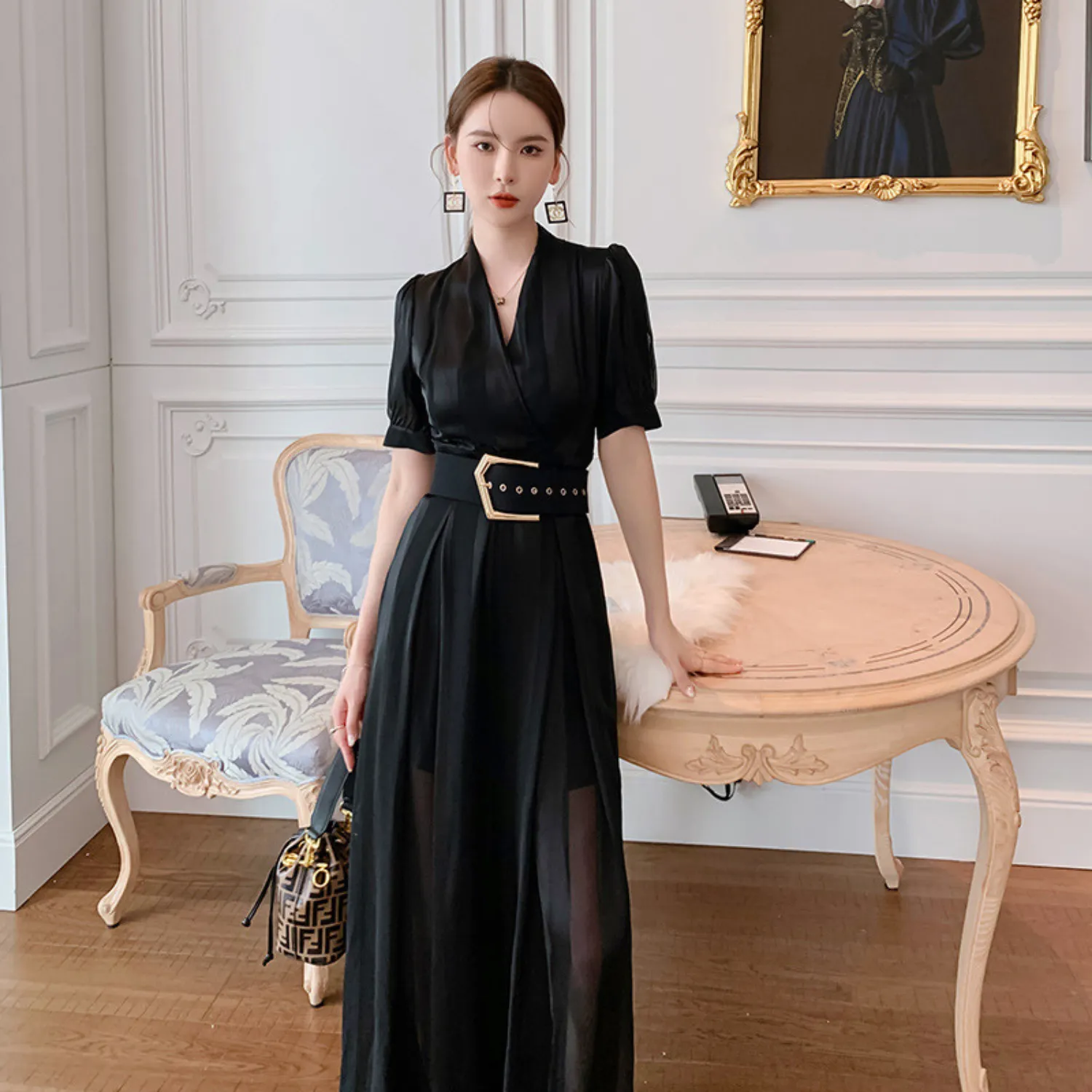 Wide Leg Wrap Jumpsuit With a Belt